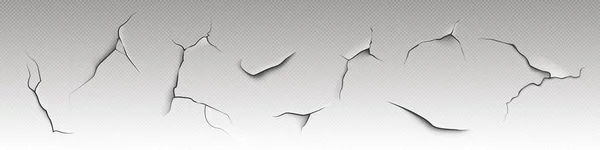 Эффект Изоляции Текстуры Трещины Прозрачном Фоне Поврежденных Сухих Стен Штукатурки — стоковый вектор