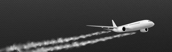 Weiße Kondensstreifen Mit Rauchwolken Auf Transparentem Hintergrund Flugzeuggeschwindigkeit Linie Dampfwirkung — Stockvektor