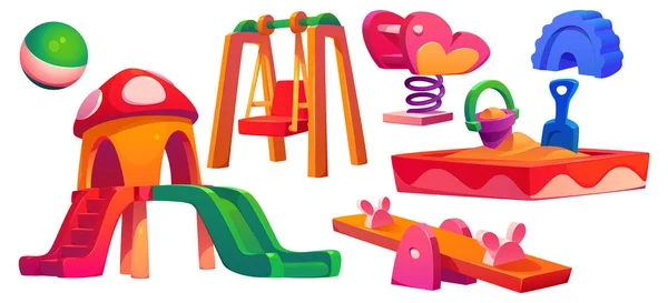 Kids Playground Equipment Park Kindergarten School Home Yard Swing Slide — Stock Vector