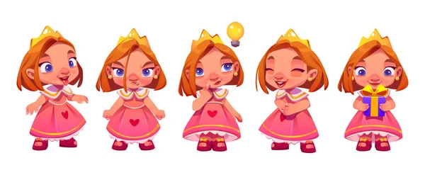 Personagem Princesa Bonito Com Expressão Emoções Isolado Vetor Desenhos Animados —  Vetores de Stock