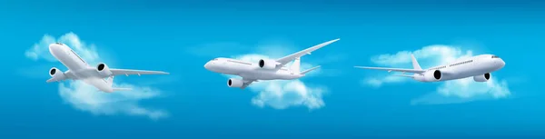 Flygplansstart Luftrummets Vektorkoncept Inställt Jet Fly Luften Scen Illustration För — Stock vektor