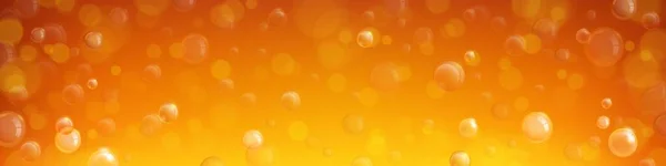 黄色和橙色泡沫果汁矢量背景 摘要水果滴滴鸡尾酒饮料示例 液体麦芽冷凝模式和光泽滴 碳酸的 令人毛骨悚然的 现实的酒吧爱好者 — 图库矢量图片
