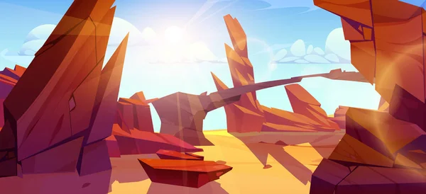 Rock Canyon Desert Game Cartoon Landscape Usa Rocheux Terrain Rocheux — Image vectorielle