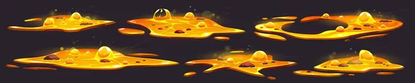 Charco Lava Líquido Caliente Con Burbuja Naranja Fuego Magma Líquido — Archivo Imágenes Vectoriales