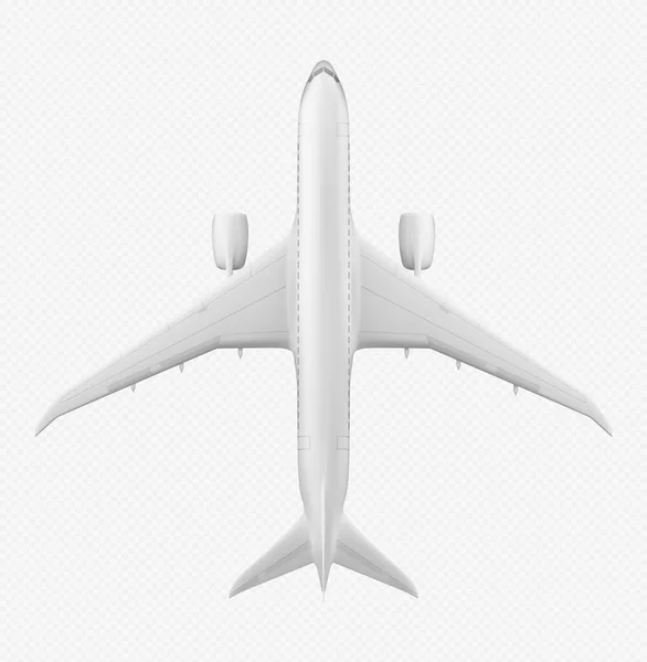 Ovanifrån Realistiska Plan Isolerad Transparent Bakgrund Vektor Illustration Vita Flygplan — Stock vektor