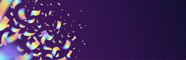 Confettis Holographiques Réalistes Volant Dans Air Isolé Sur Fond Transparent — Image vectorielle