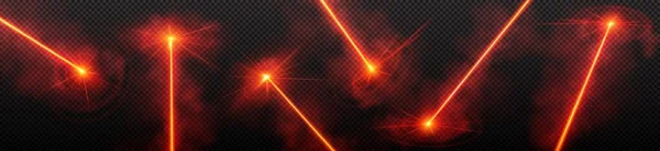Rode Laserstraal Effect Geïsoleerd Transparante Achtergrond Vector Kleur Neon Lijn — Stockvector
