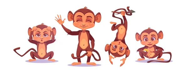 Мила Мавпа Малюка Мультфільм Тварин Векторний Персонаж Ізольовані Смішні Джунглі — стоковий вектор