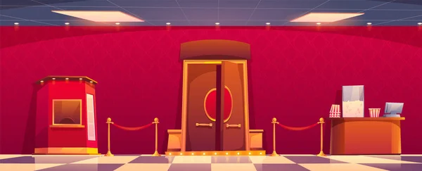 Cinéma Porte Entrée Dans Hall Intérieur Dessin Animé Vectoriel Illustration — Image vectorielle