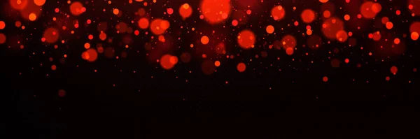 現実的な背景に輝く赤の光がぼやけている 抽象的なクリスマスのガーランド 魔法の輝きのほこり 幻想的なホタルのベクトルイラストは夜に焦点を当てました 祭りのバナーオーバーレイデザイン — ストックベクタ