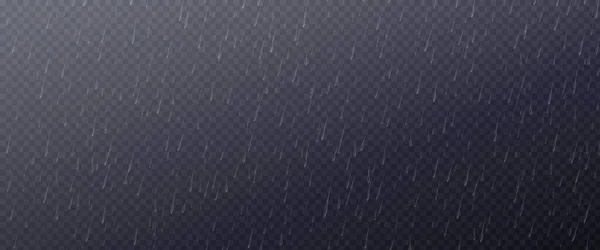 矢量雨效应和滴水纹理天气隔离在透明的背景下 多雨的秋季模式或白色的雨滴现实的概念 黑暗潮湿的自然降水环境壁纸 — 图库矢量图片