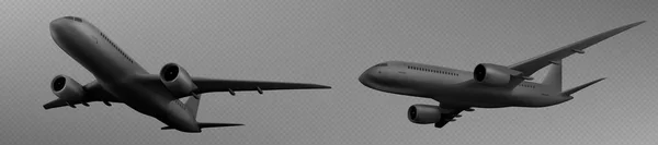 Воздушные Путешествия Концепция Полета Трехмерным Самолетом Современный Черный Самолет Коммерческий — стоковый вектор