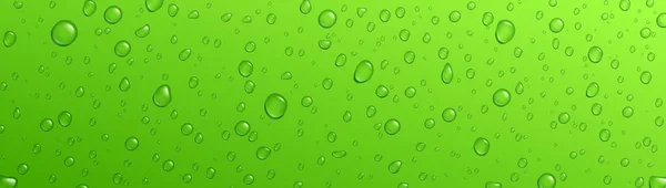 Zöld Háttér Friss Esővíz Csepp Vektor Textúra Hideg Cseppek Nyári — Stock Vector