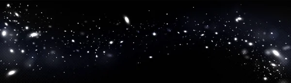 Biały Świetlik Świeci Cząsteczka Gwiazdy Nakłada Się Przezroczyste Tło Ciemnej — Wektor stockowy