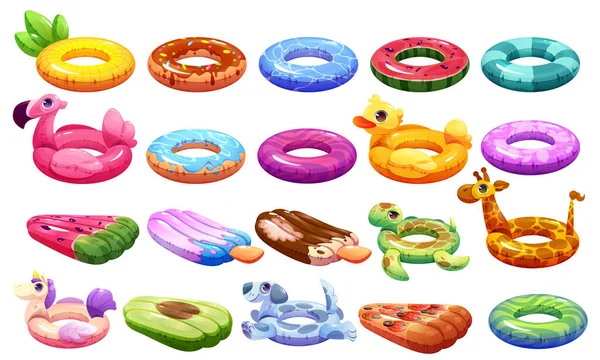 Aufblasbare Gummi Schwimmbecken Ring Cartoon Vektor Isolierte Schwimmende Strand Lebensretter — Stockvektor