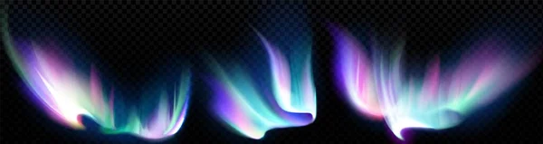 Aurora Borealis Lumières Polaires Nordiques Isolées Sur Fond Transparent Effets — Image vectorielle