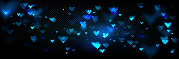 Blue Heart Bokeh Light Overlay Vector Background Abstract Sparkle Effect — Stock Vector