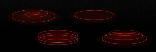 マイクロ波オーブン暖かい効果側のビューは 赤のグラデーションで隔離されたセット 様々なホット現実的な加熱スパイラル要素 丸バーナー調理トップ表面温度制御黒の背景に透明なPng — ストックベクタ