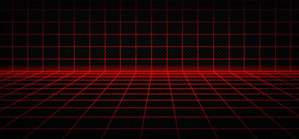 Red Grade Laser Cibernético Newretrowave Fundo Neon Sala Digital Com — Vetor de Stock