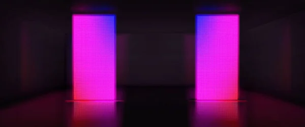 Neon Kamer Met Led Licht Podium Vector Achtergrond Donkere Abstracte — Stockvector