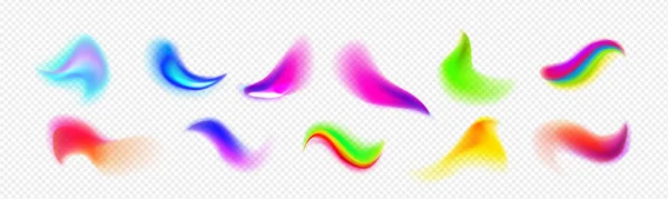 Realistiska Uppsättning Flerfärgade Gradient Penseldrag Isolerade Transparent Bakgrund Abstrakt Färgglada — Stock vektor