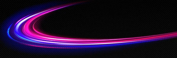 概要透明な背景に分離された高速光の効果 曲線的な青とピンクの色のビームのベクトルイラスト 都市交通未来通信技術インターネット接続 — ストックベクタ