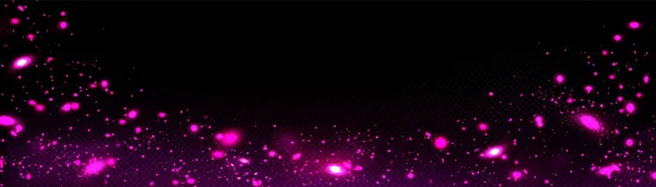 粉色萤火虫发光框架 恒星粒子法术覆盖在透明的背景和黑暗的空间 荧光星光Bokeh边框矢量效应图解 神奇的魔法闪耀 — 图库矢量图片