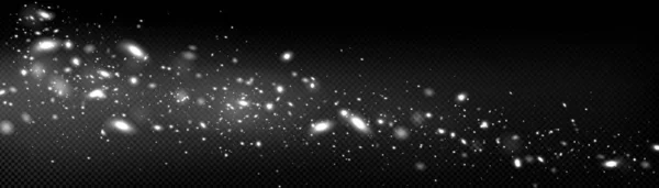 白いホタルの光が流れる 透明な背景暗い空間に星の粒子スペルオーバーレイ 絶縁型蛍光星間光ボケベクトル効果イラスト 神秘的な魔法の輝き — ストックベクタ