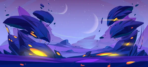 Alien Space Planet Cartoon Landscape Background Mars Desert Game Cartoon — Stock Vector