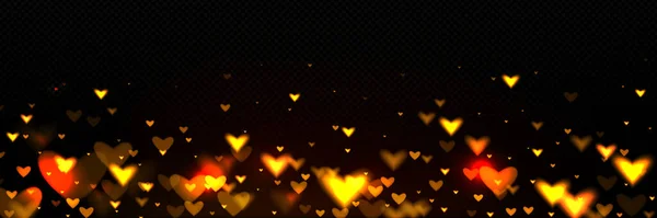 Αφηρημένο Φόντο Bokeh Θολή Χρυσές Καρδιές Διάνυσμα Ρεαλιστική Απεικόνιση Του — Διανυσματικό Αρχείο