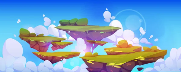Gökyüzü Fantezi Arka Planında Yüzen Ada Uee Video Oyun Tasarımı — Stok Vektör