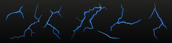 Lightning Elektrisch Effect Licht Donder Vector Geïsoleerd Transparante Achtergrond Donderslag — Stockvector