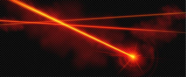 Genomskinlig Röd Laserljusstråle Vektor Effekt Abstrakt Neonlinjestråle Med Gnistrande Isolerad — Stock vektor