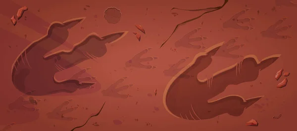 Копайте Окаменелости Динозавров Векторную Карикатуру Археология Юрского Отпечатка Ноги Силуэт — стоковый вектор