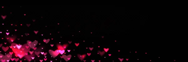 Roze Hart Bokeh Glitter Lichte Rand Achtergrond Magic Abstract Love — Stockvector