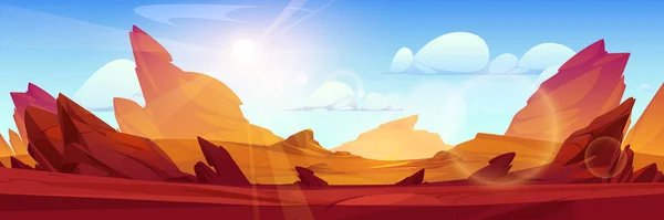 Rock Desierto Dibujos Animados Vector Paisaje Fondo Canyon Boulder Formación — Vector de stock