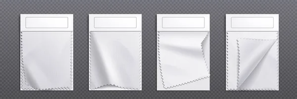 Realistiska Uppsättning Tomma Tygprover Isolerade Transparent Bakgrund Vektor Illustration Tygprover — Stock vektor