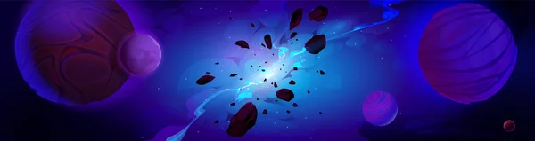 Galaxy Explosion Nebulosa Utrymme Tecknad Vektor Bakgrund Universum Spricka Natthimlen — Stock vektor