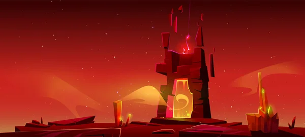 Fantezi Sihirli Oyun Portalı Çizgi Film Kırmızı Manzarası Cehennemin Olmadığı — Stok Vektör