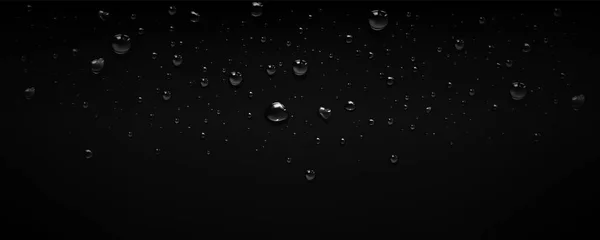 雨の水ドロップバブルベクトルの背景 現実的な明確な結露境界3D効果を持つガラス表面 暗いスプレー抽象的な雨滴のイラストをブロブ涙で 雨の液体アクアデザイン — ストックベクタ