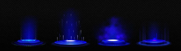 Neon Φως Τεχνολογία Επίδραση Κύκλο Πύλη Βήμα Στάδιο Παιχνίδι Τεχνολογίας — Διανυσματικό Αρχείο