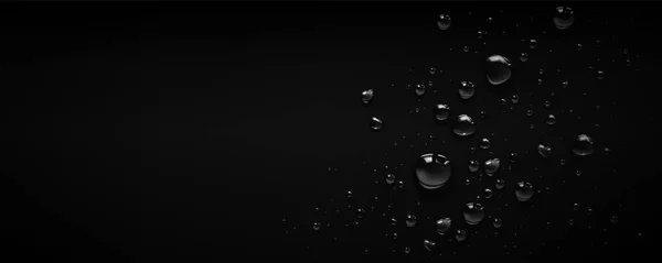 Dešťová Voda Kapka Bublina Vektorové Pozadí Skleněný Povrch Realistickým Čirým — Stockový vektor