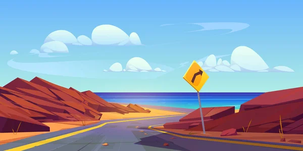 Deniz Manzarası Arka Planına Yapılan Açık Hava Vektör Yolculuğu Kaya — Stok Vektör