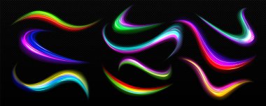Y2k aura neon gradyanı olan bukalemun lekesi. 3d soyut fırça şekil vektör karışımı dokusu. Geleceğin Memphis 'i rengarenk boya seti. Fantezi holografik dalga çizgileri grafik dekorasyonu