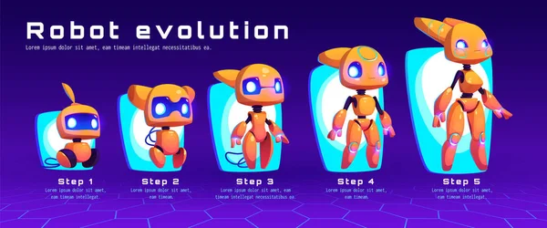 Évolution Niveau Personnage Robot Mignon Pour Illustration Dessin Animé Vectoriel — Image vectorielle