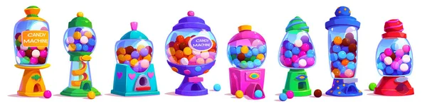Gashapon Süßigkeiten Automat Spielzeug Mit Gummikugel Vektor Vintage Isolierter Bubblegum — Stockvektor