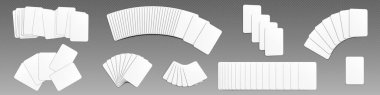 3D poker boş beyaz kart oyunu modeli. Kumarhane ya da kehanet şablonu için izole kağıt ikonu şablonu. Çevrimiçi uygulama için farklı kumar el kombinasyonları ve hizalama clipart