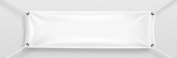 Белый Реалистичный Висит Пустой Полотно Горизонтального Полотна Баннер Вектор Веревке — стоковый вектор