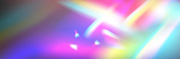 Regenboog Prisma Licht Kristal Glas Overlay Textuur Hologram Vlam Met — Stockvector