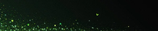 緑の魔法のホタルの虫光のベクトル効果 黒い透明な背景に隔離された虫のほこりの呪文の妖精の物語輝き デザインの下にスターダストファンタジーイラストと昆虫火花粒子 — ストックベクタ